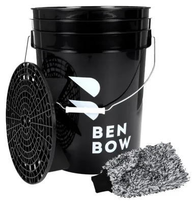 Produktbild von Wascheimer Schwarz 20 Liter mit Schmutzsieb und Auto-Waschhandschuh