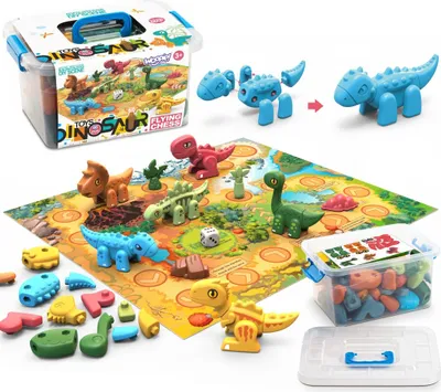 Obrázok produktu pre WOOPIE Construction set 2v1 Stolová hra Dinosaury + kocky 46 el.