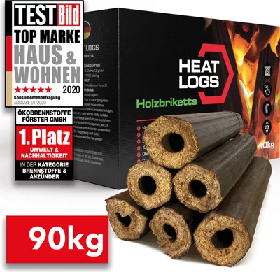 Produktbild von Holzbriketts Buche Pini&Kay Briketts 90kg mit hoher Heizleistung - Buchenholz Kaminbriketts HeatLogs HOLZBRX