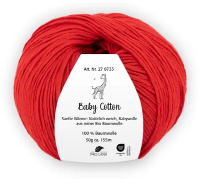 Produktbild von Pro Lana BABY Baumwolle 50 g 100 % Baumwolle Babywolle speichelecht 155 m Farbe 030 - rot