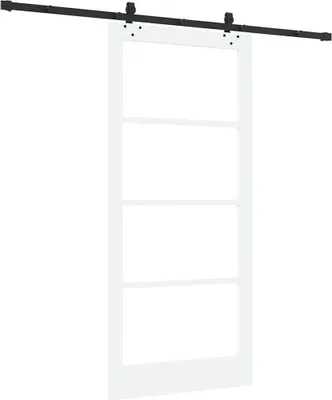Produktbild von Schiebetür Weiß 93 x 202 cm Massivholz Kiefer und Glas