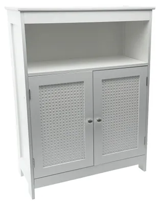 Produktbild von Wohnling Badschrank Weiß mit Wiener Geflecht, Türen & Ablage 60x28x80 cm