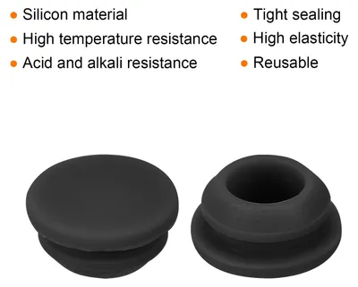 Produktbild von 10 Stš¹ck Silikonstopfen Silikon Lochstopfen, 10.5 mm Montagedurchmesser Schmale Nutbreite 2 mm Rund Gummistopfen Blindstopfen Abdeckstopfen fš¹r Kš¹chen Bulkheads Schwarz