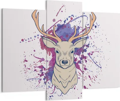 Produktbild von Bild auf Leinwand - Leinwandbild - Hirsch Abstraktion - 130x100cm - Wand Bild - Wanddeko - Leinwanddruck - Bilder - Kunstdruck - Wanddekoration - Leinwand bilder - Wandkunst - CB130x100-3691