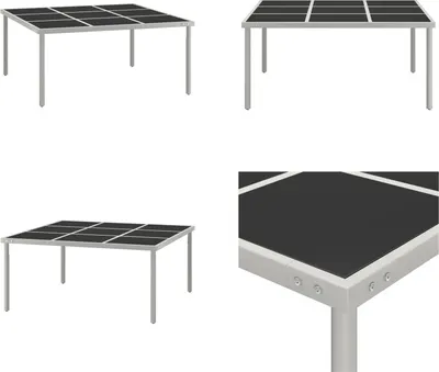 Produktbild von vidaXL Garten Esstisch 170x170x74,5 cm Glas und Stahl - Esstisch - Esstische - Gartentisch - Garten-Esstisch