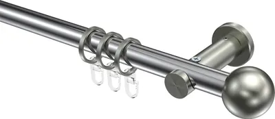 Produktbild von Interdeco Gardinenstange / Vorhangstange Chrom / Edelstahl-Optik, Typ Platon Luino (Kugel), 20 mm Ø 1-läufig, 480 cm