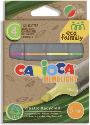 Produktbild von Carioca Memolight, 4 Stück(e), Grün, Orange, Pink, Gelb, Meißel, Mehrfarbig, 5 mm, Tinte auf Wasserbasis