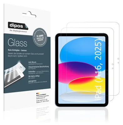 Produktbild von 2x Schutzfolie für Apple iPad 11 Zoll A16 11. Gen 2025 - Anti-Shock 9H Folie dipos Glass Kunststoffglas