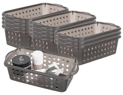 Zdjęcie produktu dla 12 sztuk plastikowych koszy do przechowywania z uchwytami