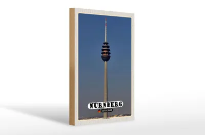 Produktbild von Holzschild Städte Nürnberg Fernmeldeturm Gemälde 20x30cm