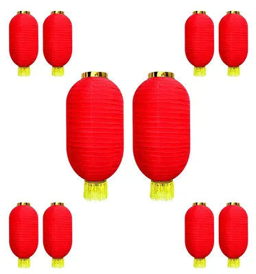 Zdjęcie produktu dla Zestaw 10 czerwonych lampionów do dekoracji imprezowych