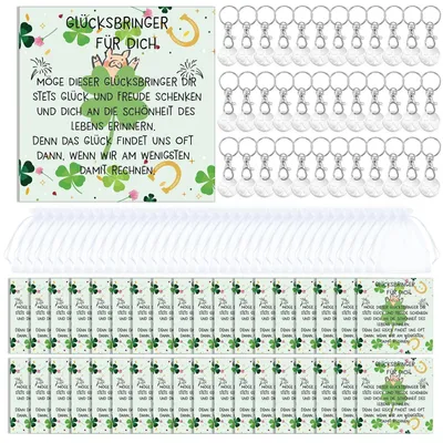 Produktbild von Omgoods – Glücksbringer-Schlüsselanhänger – Glücksbringer-Geschenk – Glückskarte – Einkaufswagenchip – Kleeblatt mit vier Blättern – Praktischer Begleiter für den täglichen Gebrauch – Glücksgeschenk