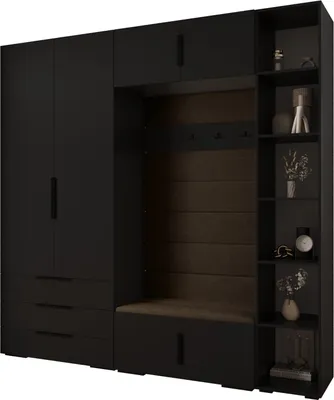 Produktbild von MEBLE KRYSPOL Inova 1 Möbelset Garderobe, 236,7x240x47cm - Schwarz, Manila 04, Schwarz