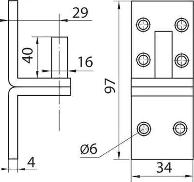 Produktbild von Haken für Bandscharnier 800 gelb verzinkt zum Anschrauben 16 mm