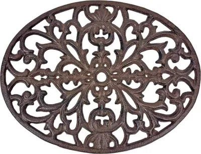 Produktbild von Topfuntersetzer Oval Untersetzer Vintage Gusseisen Braun Antik-Stil 24cm