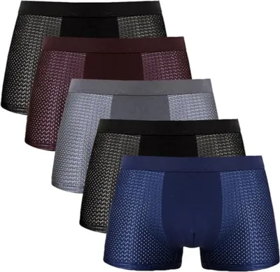 Produktbild von Sada 5ks - Pánske bezšvové priedušné boxerky, Pánské Spodné prádlo, Boxerky (5 ks, sivé, modré, červené a 2x čierne) – TROOPEER XL
