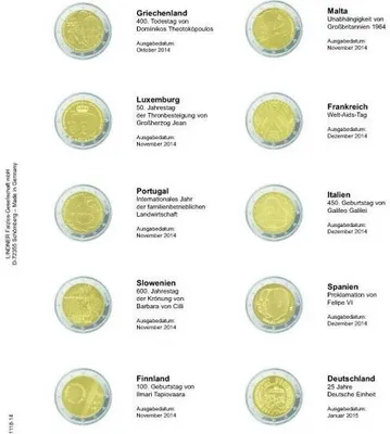 Produktbild von Lindner 1118-15 2 Euro-Gemeinschaftsausgabe 30 Jahre Europaflagge aller 19 Euroländer
