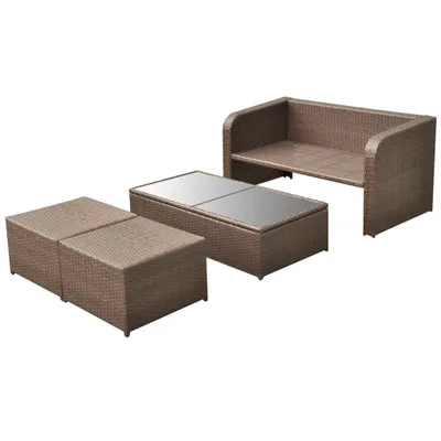 Produktbild von vidaXL Gartensofa-Set 9-tlg. Braun Poly Rattan