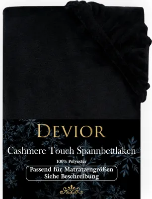 Produktbild von Devior Cashmere Touch Spannbettlaken 140x200 - 160x200 cm schwarz Bettlaken bis 22cm Matratzenhöhe Winter Warm Kuschelig