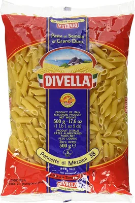 Produktbild von 24x Divella Pennette Di Mezzani N. 38 Hartweizengrieß Pasta Italienische Nudeln 500g Packung + Italian Gourmet Polpa di Pomodoro 400g Dose