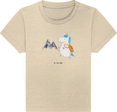 Produktbild von Mr. & Mrs. Panda Organic Baby Shirt Einhorn Bergsteiger 0. - 6. Monat - Natural Raw - Geschenk, Abenteuer, Einhörner, Babyshirt, Urlaub, Berge, Kinder T-Shirt, Reisen