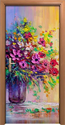 Produktbild von Türposter 90x200 cm Türaufkleber Türtapete Türfolie Klebefolie groß einen Blumenstrauß zu malen