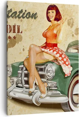Produktbild von Bild auf Leinwand - Leinwandbild - Einteilig - Frau Auto Transport Straße - 50x70cm - Wand Bild - Wanddeko - Wandbilder - Leinwanddruck - Wanddekoration - Leinwand bilder - Wandbild - PA50x70-2953