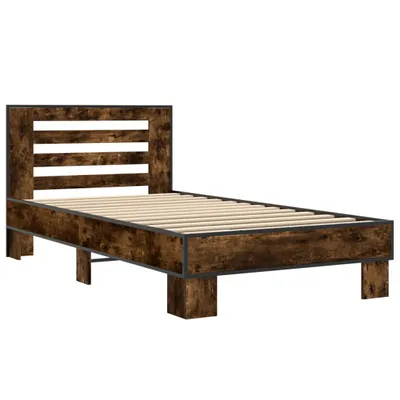 Produktbild von Bettgestell Räuchereiche 90x190 cm Holzwerkstoff und Metall