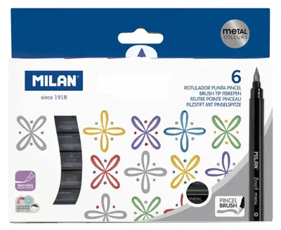Imagen del producto de MILAN: Rotuladores metálicos tipo pincel, 6 colores
