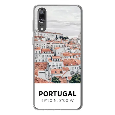 Produktbild von MuchoWow® Handyhülle Schutzhülle Hülle für Huawei P20 Portugal - Europa - Rot - Silhouette Silikon Softcase Handy Hülle - Hardcover
