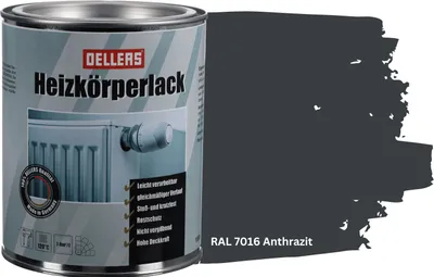 Produktbild von OELLERS Heizkörperlack bewährt 1L – RAL 7016 Anthrazitgrau | Heizkörperfarbe & Heizungsfarbe | Hochdeckender Heizungslack | Hitzebeständig & langlebig