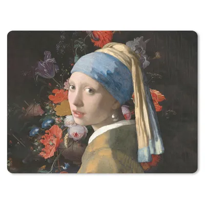 Produktbild von MuchoWow® Mauspad Mousepad Das Mädchen mit dem Perlenohrring - Vermeer - Blumen 40x30 cm - Mousepads - Maus Mat - Pad - Mausunterlage - Anti Rutsch