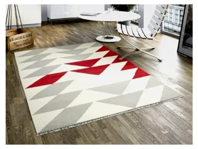 Produktbild von Handgewebter Flachgewebe-Teppich, Kelim Modern, 250 x 300 cm, Rechteckig, Mittlerer Flor, Wohnzimmer, Esszimmer, Schlafzimmer, Nur chemische Reinigung, Care & Fair , Hell Grau/Beige