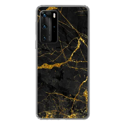 Produktbild von MuchoWow® Handyhülle Schutzhülle Hülle für Huawei P40 Pro Marmor - Gold - Schwarz - Marmoroptik - Luxus - Glitzer Silikon Softcase Handy Hülle - Schutz