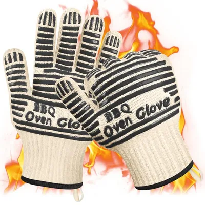 Image de Gants de four silicone - Antidérapant - Résistant à la chaleur jusqu'à 350 °C - 27 cm - Noir