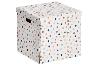 Produktbild von Zeller Dots Aufbewahrungsbox weiss mit Punkten 33.5 x 33.0 32.0 cm (14476)