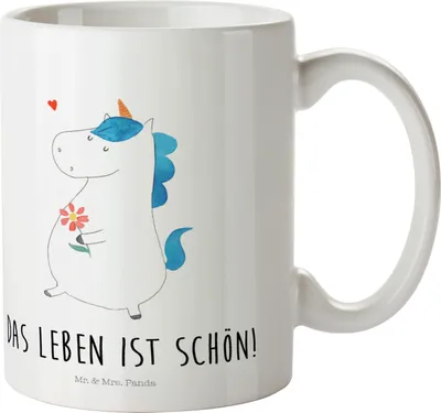 Produktbild von Mr. & Mrs. Panda Kindertasse Einhorn Spaziergang - Weiß - Geschenk, Unicorn, Outdoor Tasse, Plastikbecher, Mutter, Freundin, Einhörner, Pott, Haferl, Blumen