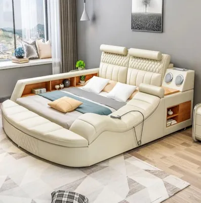 Produktbild von Multifunktion Bett Doppelbett Betten Ehebett Polsterbett Schlafzimmer Lederbett