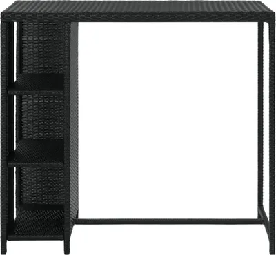 Obrázok produktu pre vidaXL Barový stôl s policou čierny 120x60x110 cm Poly ratan