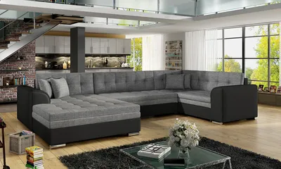 Obrázek produktu pro nabbi Rohová sedačka U s rozkladem Deramo UP - světle šedá (Sawana 21) / černá (Soft 11)