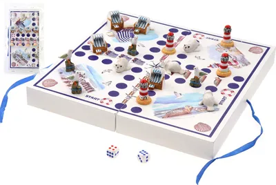 Produktbild von Würfelspiel Brettspiel "Küstendesign" maritim Leuchtturm Strandkorb 25*25*3cm