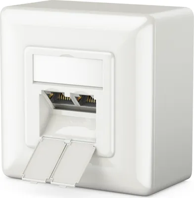 Produktbild von deleyCON 1x CAT 6a Universal Netzwerkdose - 2x RJ45 Port - Geschirmt - Aufputz oder Unterputz - 10 Gigabit Ethernet Netzwerk - EIA/TIA 568A&B - Weiß