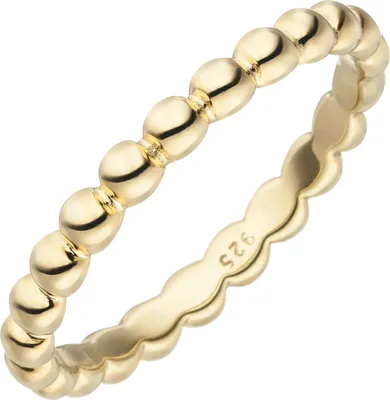 Produktbild von Ring Kugel Kügelchen aus 925 Silber vergoldet Kugelring Fingerring für Damen Innenumfang 54mm  Ø17.2mm