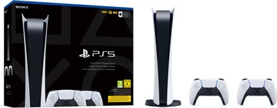 Produktbild von Sony Interactive Entertainment PlayStation 5 Digital Edition + 2 DualSense, PlayStation 5, Schwarz, Weiß, 16000 MB, GDDR6, AMD, AMD Ryzen Zen 2