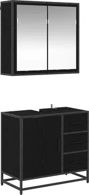 Obrázek produktu pro Sada koupelnového nábytku 2 pcs Černý dub Kompozitní dřevo