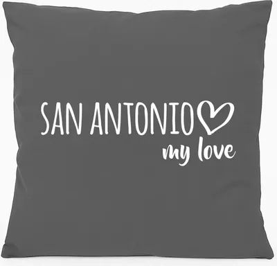 Produktbild von Huuraa Kissen San Antonio my love 40x40cm mit Füllung Steel Grey Baumwolle Dekokissen Geschenkidee