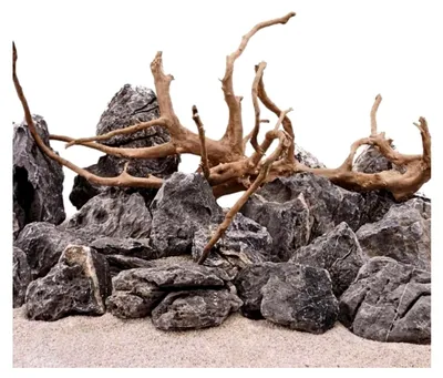 Produktbild von Mini Landschaft Set mit Wurzel und Natursteinen Seiryu 5kg Mix und Moorkienwurzel M für Aquascaping