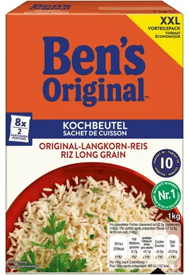 Produktbild von Bens Original Langkorn Reis 10 Minuten praktische Kochbeutel 1000g