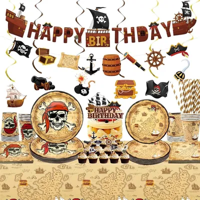 Image de Décorations pour une fête sur le thème des pirates, pour 20 personnes