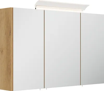 Produktbild von Spiegelschrank 120cm inkl. Design LED-Lampe und Glasböden eiche gold : Eiche Gold